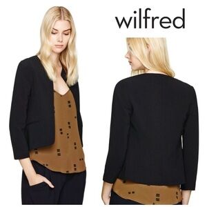 Aritzia Wilfred Sz 6 Exquis Crepe Blazer Jacket Open Front in Black